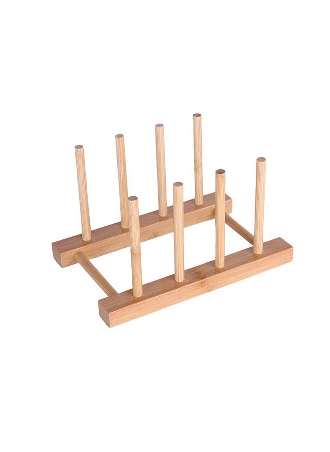 KOOMAGIC - Bamboo Dish Drying Rack Dish Rack Collapsible Dish Drainer Wooden Drainboard Storage Holder Stand With 4 Slot,Supplement Or Dish Drainer Kitchen Cabinet Organizer For Dish, Plate, Bowl, Coasters - Image 1