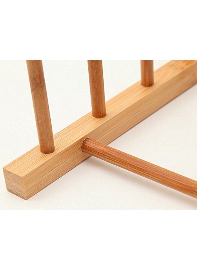 KOOMAGIC - Bamboo Dish Drying Rack Dish Rack Collapsible Dish Drainer Wooden Drainboard Storage Holder Stand With 4 Slot,Supplement Or Dish Drainer Kitchen Cabinet Organizer For Dish, Plate, Bowl, Coasters - Image 1
