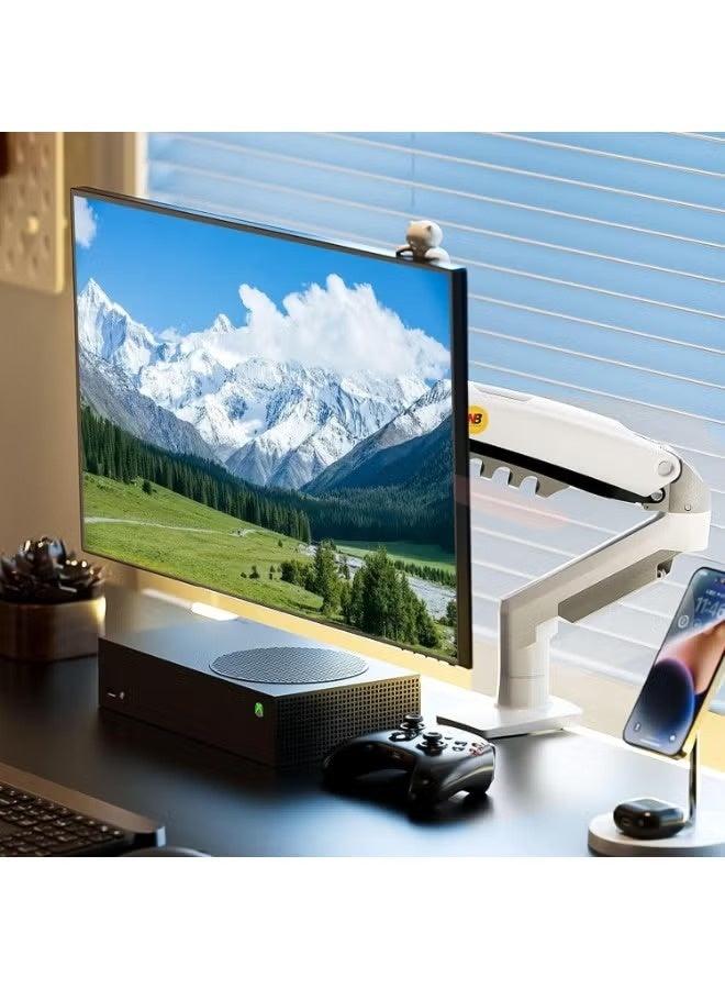 NB ERGONOMIC Universal Monitor Stand Single Arm Swivel Monitor Stand with Gas Spring Arm for 17-30 Inch  White F80 XE - Image 3