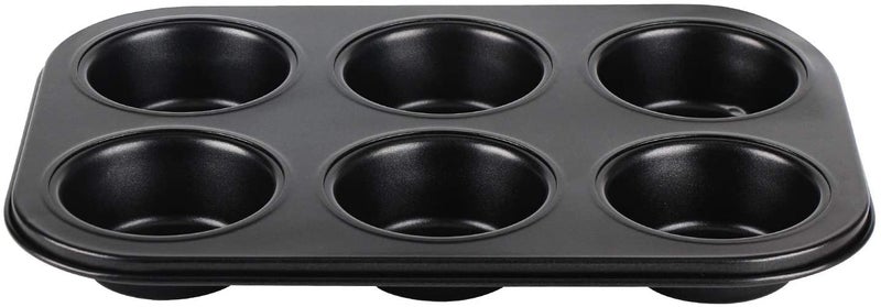 Styxon Muffin Pan 6 Cup Non Stick Muffin Baking Pan Carbon Steel Muffin Pan Bakeware Set Cupcake Baking Pan for Oven Baking 26 X 18 X 2 cm Black Pack 2 - Image 5