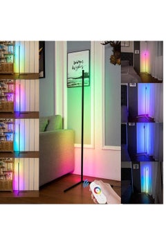 Smart RGB Floor Lamp, LED Corner Floor Lamp for Ambient Background Light, Modern Corner Lamp Color Change and Dimmable, Black with UK Plug, Perfect for Living Rooms and Bedrooms