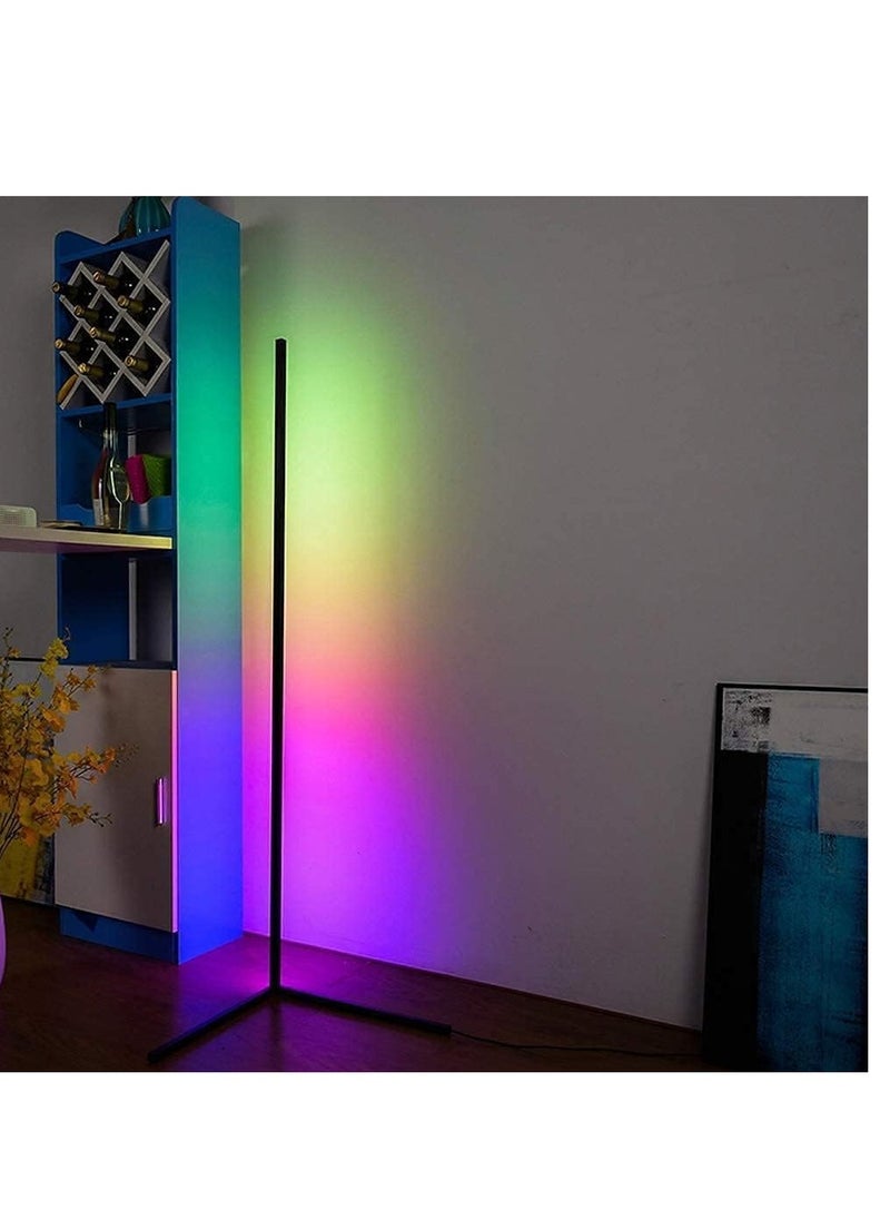 ELTRAZONE - Smart RGB Floor Lamp, LED Corner Floor Lamp for Ambient Background Light, Modern Corner Lamp Color Change and Dimmable, Black with UK Plug, Perfect for Living Rooms and Bedrooms - Image 1