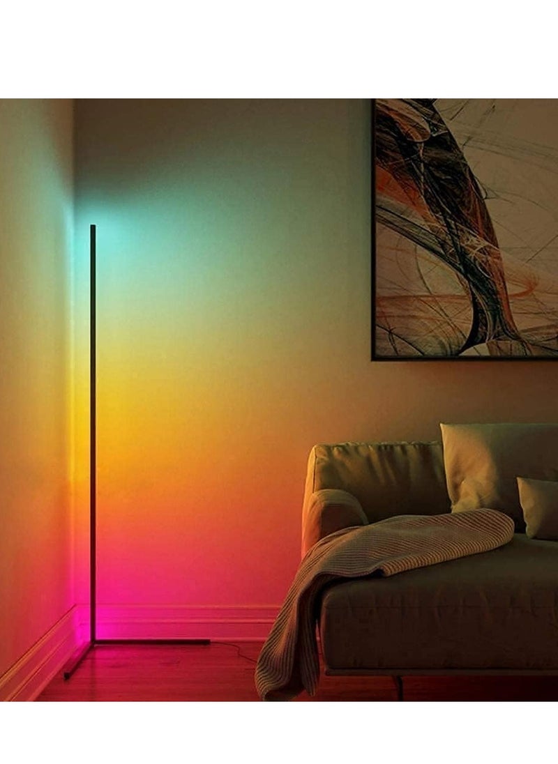ELTRAZONE - Smart RGB Floor Lamp, LED Corner Floor Lamp for Ambient Background Light, Modern Corner Lamp Color Change and Dimmable, Black with UK Plug, Perfect for Living Rooms and Bedrooms - Image 1