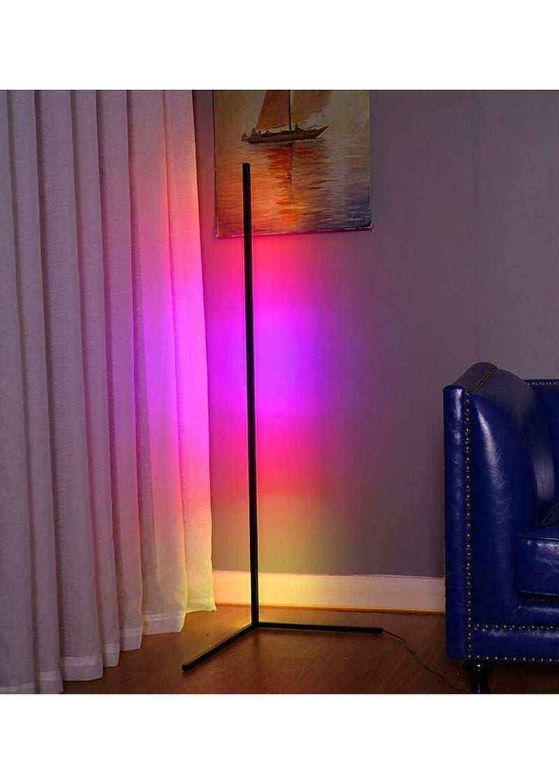 ELTRAZONE - Smart RGB Floor Lamp, LED Corner Floor Lamp for Ambient Background Light, Modern Corner Lamp Color Change and Dimmable, Black with UK Plug, Perfect for Living Rooms and Bedrooms - Image 1