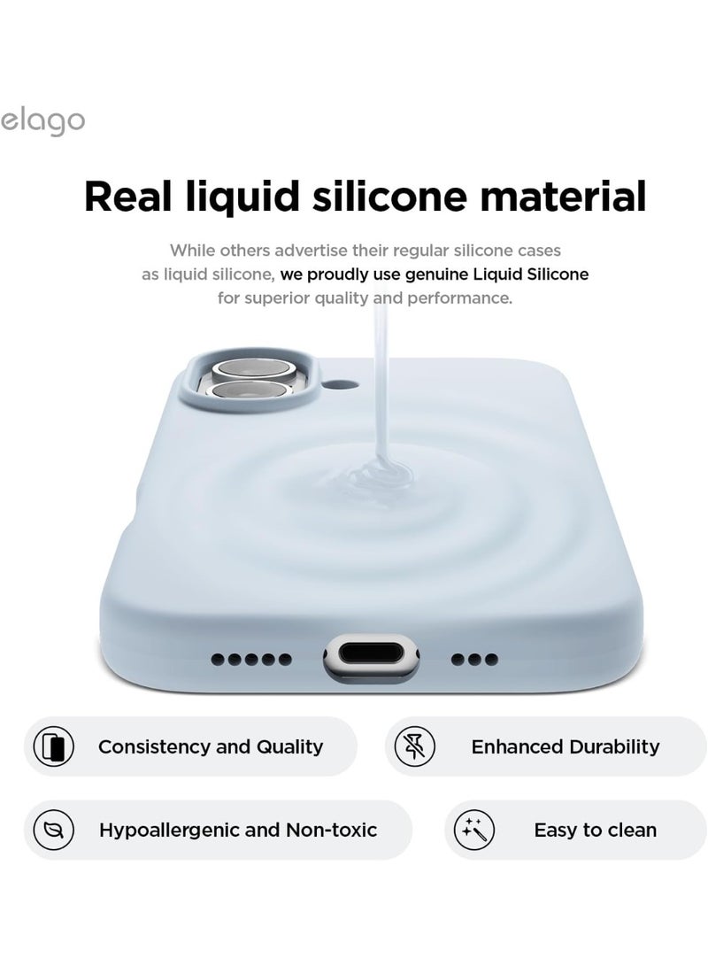 Elago Liquid Silicone for iPhone 16 Plus Case Cover Full Body Protection, Shockproof, Slim, Anti-Scratch Soft Microfiber Lining - Light Blue - Image 3