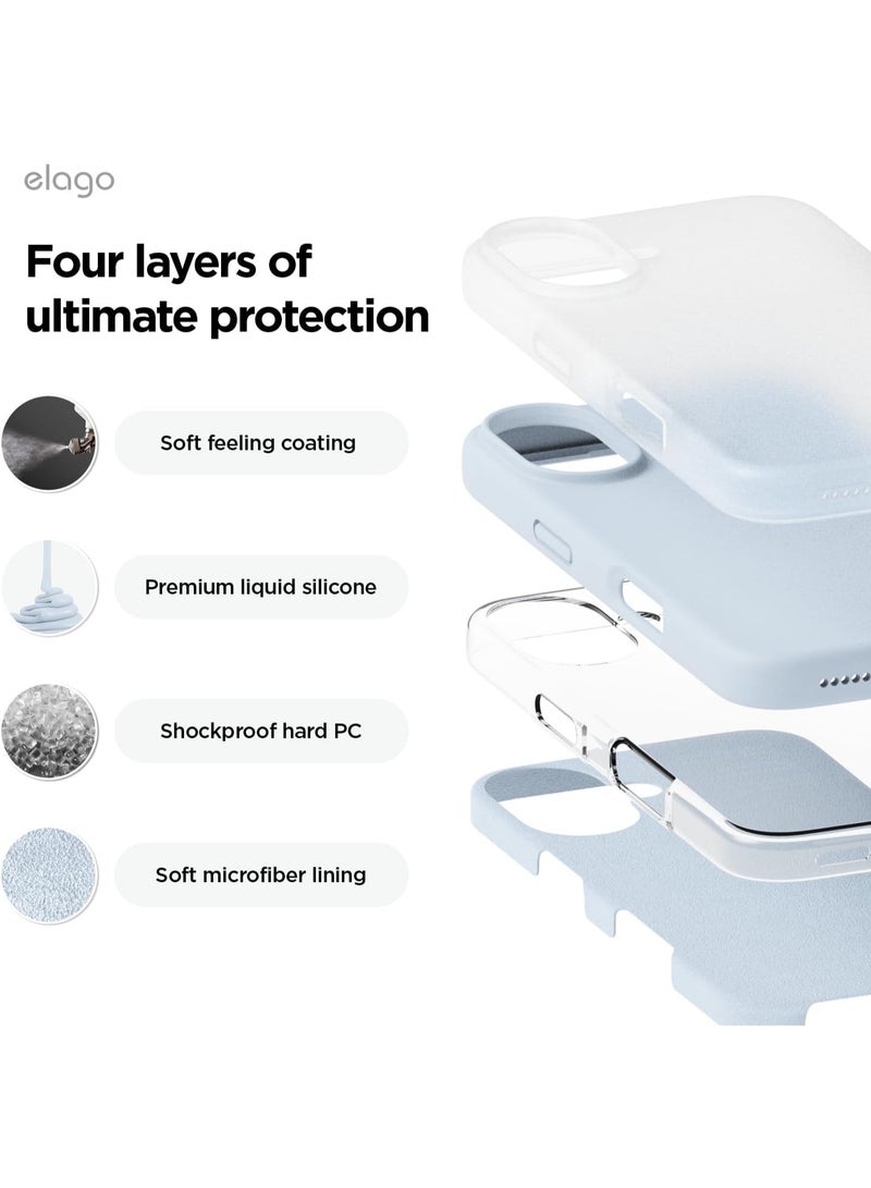 Elago Liquid Silicone for iPhone 16 Plus Case Cover Full Body Protection, Shockproof, Slim, Anti-Scratch Soft Microfiber Lining - Light Blue - Image 4