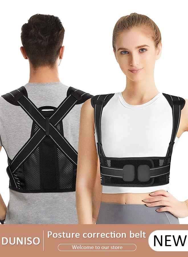 DUNISO Posture Corrector for Women and Men, Back Brace Fully Adjustable & Comfy, Support Straightener for Spine, Neck, Clavicle and Shoulder, Improves Posture and Pain Relief - Image 1