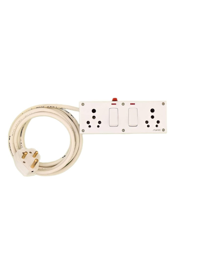 BRUK Bruk Extension Board with Long 25 sqmm 3 cor Wire Indicator Fuse 16A Switch Socket 2 Combined Board With16A Plug 5 Meter Wire  - Image 1