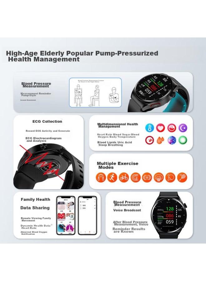 Kpep High-precision Airbag Blood Pressure Watch, Evaluates Uric Acid And Blood Glucose, Health Monitoring, Heart Rate, Blood Oxygen, Sleep, Gift For Parents, Gift For Elderly, Health Watch - Image 1