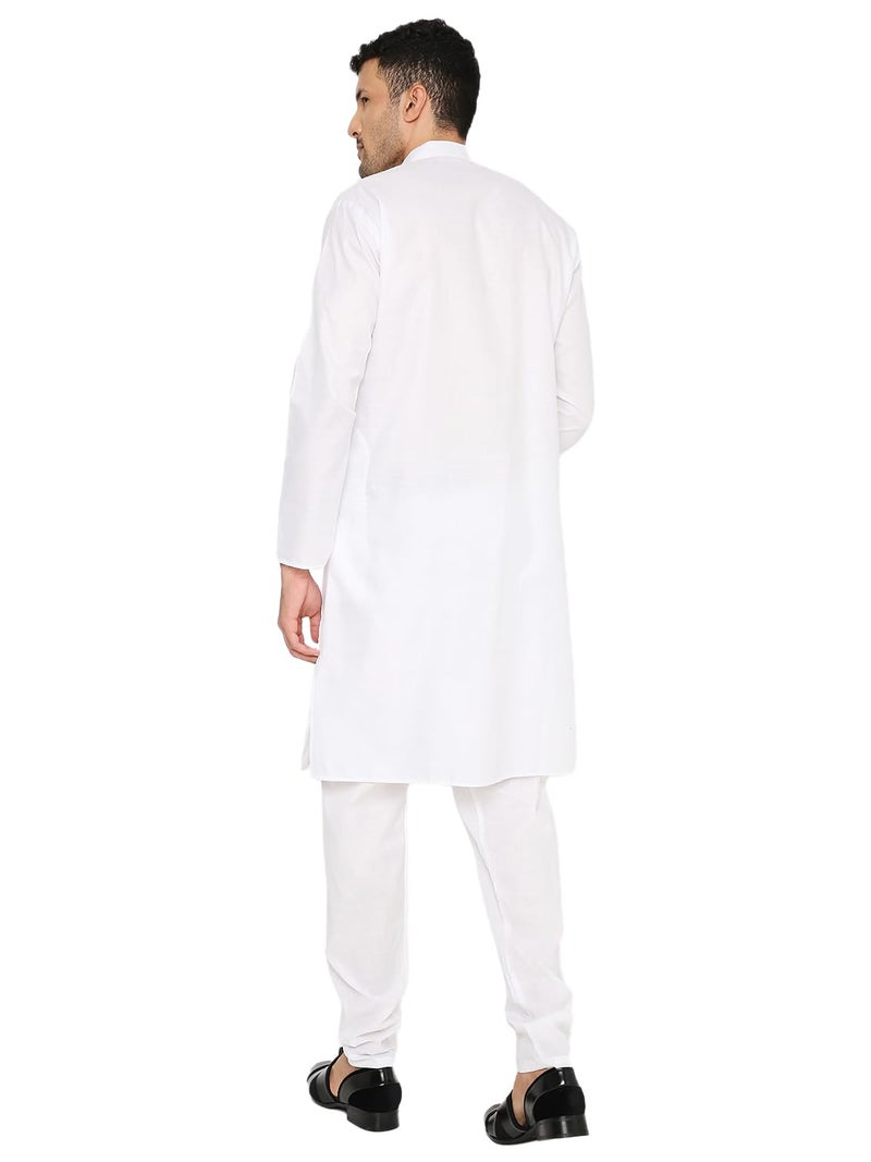 Maharaja Men Magic Cotton Regular Fit Solid Kurta in White [MSKurta1101-36] - Image 2