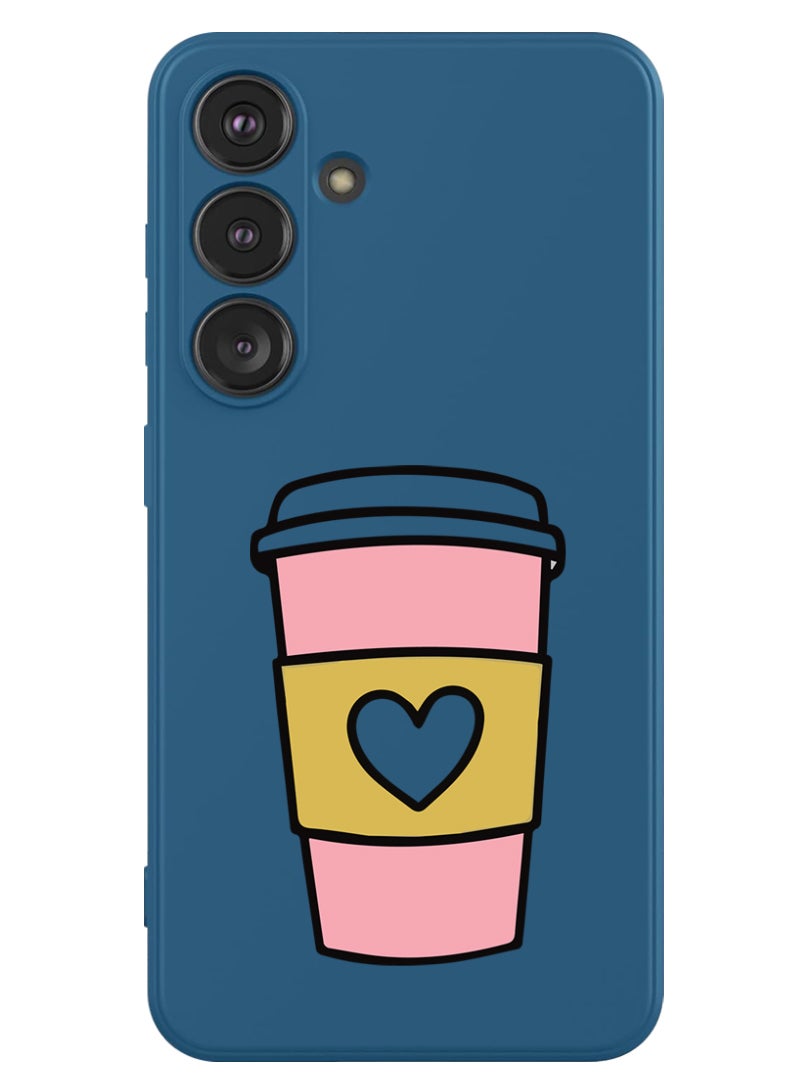 Theodor Protective Slim Fit Case Liquid Silicone Cover with Full Body Protection Anti-Scratch Shockproof Case For Samsung Galaxy S24 (Blue) - Coffee Mug - Image 1