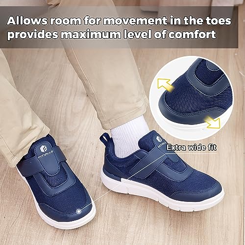 FitVille Diabetic Shoes for Men Extra Wide Width, Swollen Feet Shoes for Diabetics Pain Relief(Dark Blue, 12 Extra Wide) - Image 5