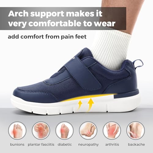 FitVille Diabetic Shoes for Men Extra Wide Width, Swollen Feet Shoes for Diabetics Pain Relief(Dark Blue, 12 Extra Wide) - Image 4