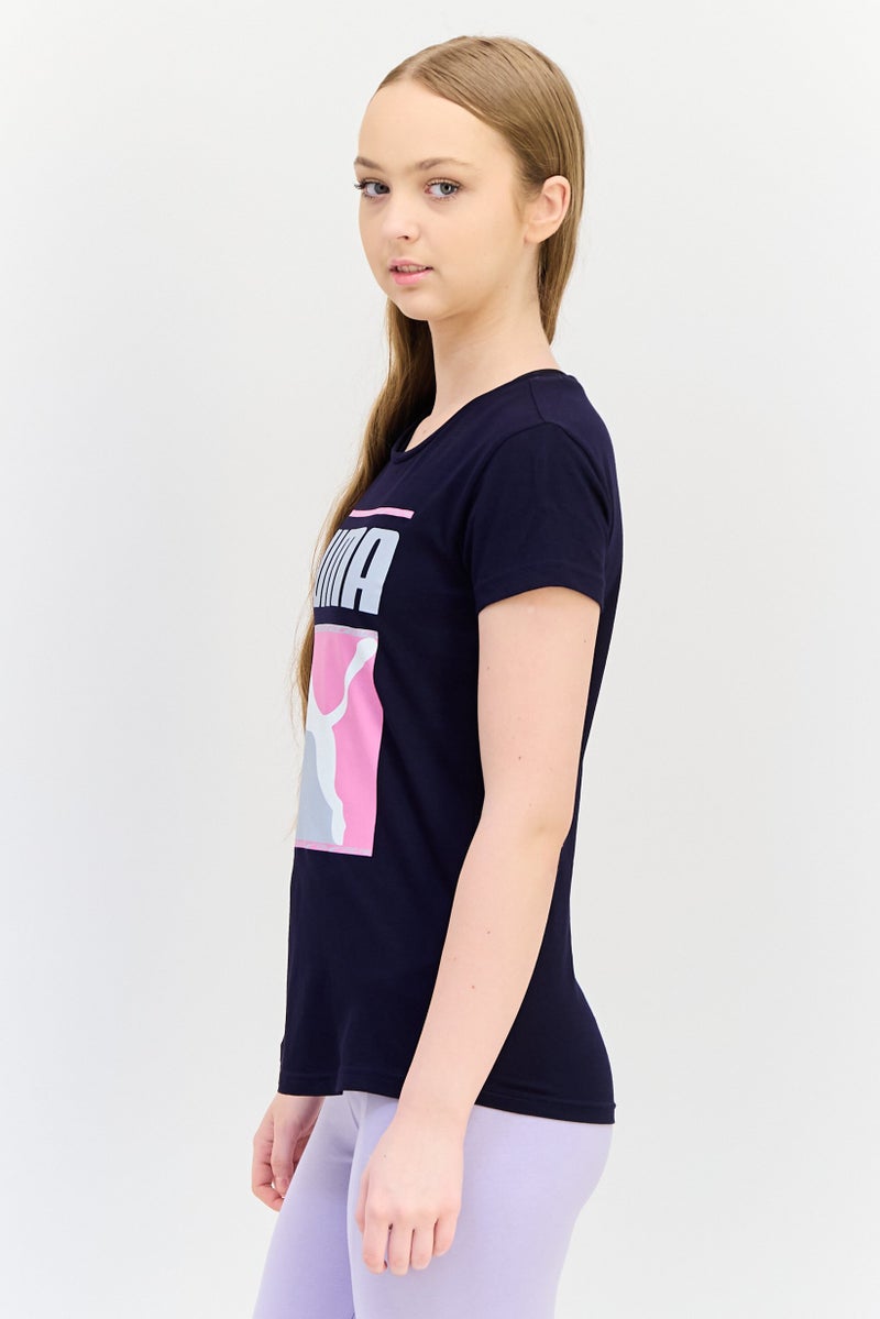 PUMA تي شيرت رياضي نسائي قصير الأكمام في الهواء الطلق، Navy - Image 4