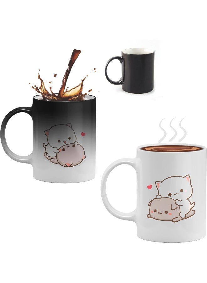 Spoil Your Wall أكواب سحرية بلون الخوخ من Spoil Your Wall | مجموعة من 3 أكواب قهوة متغيرة اللون على شكل زوجين | هدية مفاجئة للأطفال والرجال والنساء والأزواج والزوجات (سيراميك) من Spoil Your Wall - Image 1