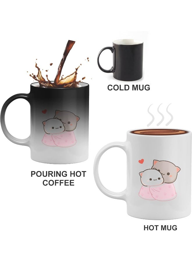 Spoil Your Wall أكواب سحرية بلون الخوخ من Spoil Your Wall | مجموعة من 3 أكواب قهوة متغيرة اللون على شكل زوجين | هدية مفاجئة للأطفال والرجال والنساء والأزواج والزوجات (سيراميك) من Spoil Your Wall - Image 2