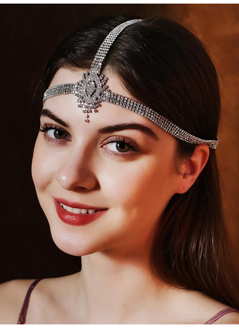 Missgrace - Missgrace Boho Women Wedding Headband Rhinestone Head Chain Bridal Headpieces Bridal Forehead Chain Wedding Rhinestones Halloween Hair Accessories for Women - Image 1