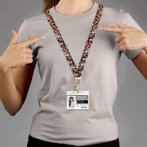 MyfavoriteK Stylish Scrunchie Lanyard for ID Badges Cute Neck Stretchy Lanyard for Keys Retractable Keychain Holder (Midnight Garden) - Image 5