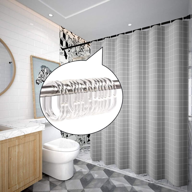 Qulable 24 pcs Shower Curtain Rings Plastic Shower Curtain Hooks C-Shaped Rings Hook Hanger Bath Drape Loop Clip Glide Bathroom Shower Window Rod (Clear) - Image 4