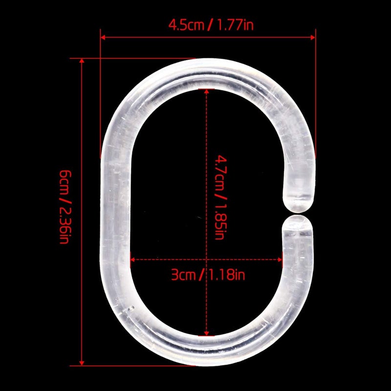 Qulable 24 pcs Shower Curtain Rings Plastic Shower Curtain Hooks C-Shaped Rings Hook Hanger Bath Drape Loop Clip Glide Bathroom Shower Window Rod (Clear) - Image 2