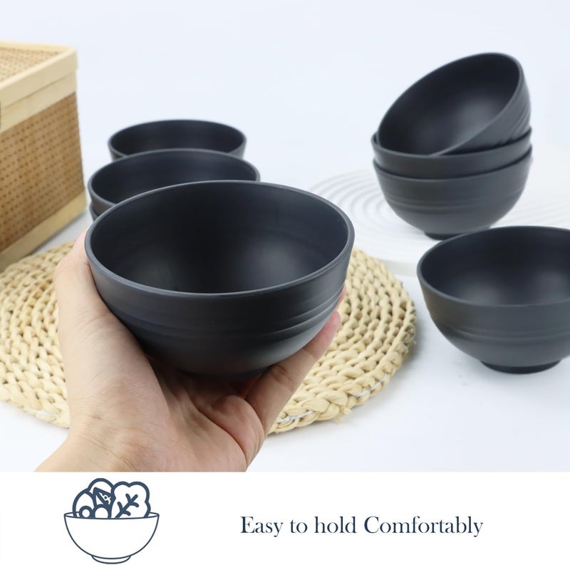 Homienly Wheat Straw Small Bowl Set of 8 Unbreakable Dessert Bowl  10 OZ Wheat Straw Mini Bowls for Kitchen Kids Microwave and Dishwasher Safe Bowls for Snack Appetizer Ice Cream Black - Image 3
