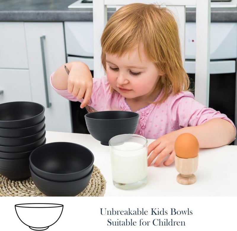 Homienly Wheat Straw Small Bowl Set of 8 Unbreakable Dessert Bowl  10 OZ Wheat Straw Mini Bowls for Kitchen Kids Microwave and Dishwasher Safe Bowls for Snack Appetizer Ice Cream Black - Image 5