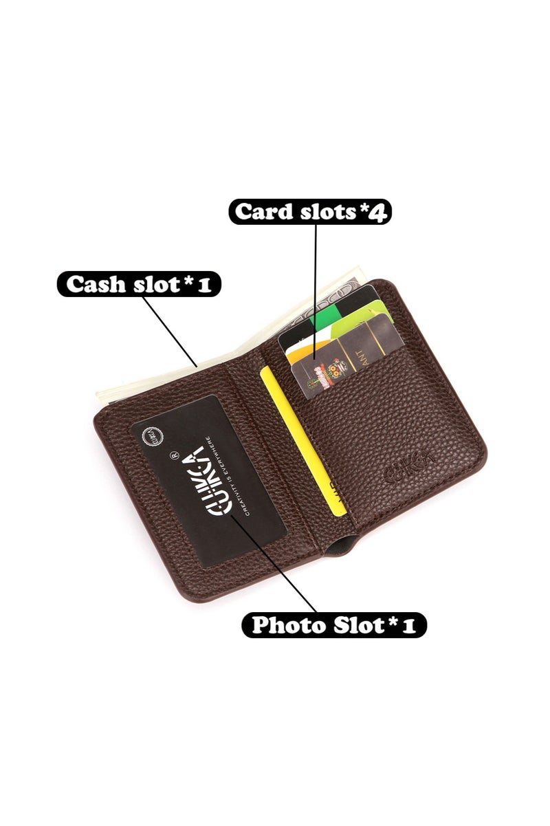 CUIKCA Wallet for Men, Bifold Pocket Wallet with ID Window ,Brown 11x8.5x1cm - Image 4