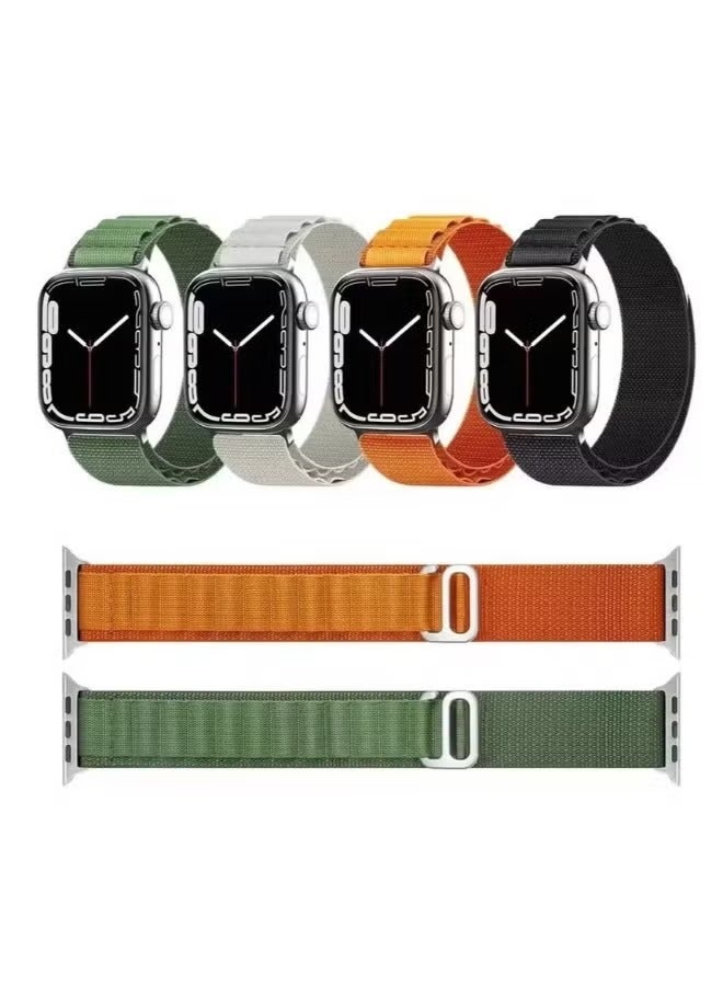 ACLIX 4 in a Bundle - Alpine Loop Watch Band Strap for Apple Watch Ultra 49mm/45mm/44mm/42mm Green, Starlight, Orange, Black - Image 3