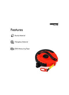 GEEPAS Geepas GT59013 30M Fibre Measuring Tape - Long Fibreglass Measuring Tape Made of Strong and Long-lasting ABS Tough Outer Case and Metal Ring at End  - Image 3