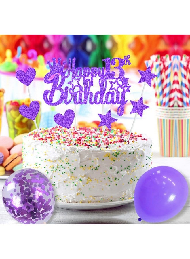 Huture 13 Birthday Decoration Happy Birthday Banner Balloons Garland Cupcake Toppers Purple Number 13 Helium Balloon Birthday Decorations for 13 Year Old Boy Girl Birthday Party Supplies Photo Backdrop, mix - Image 4