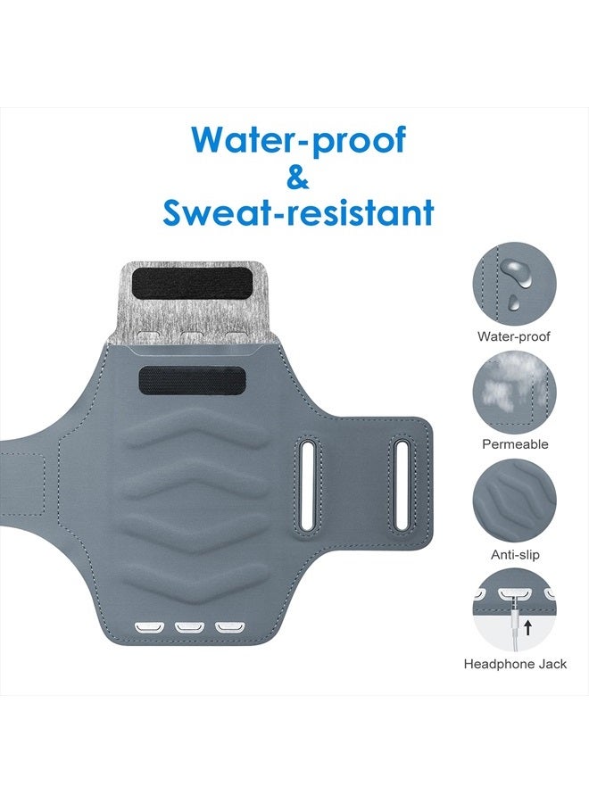 Jetech Phone Armband Holder with Key Holder and Card Slot for Phone Upto 6.2 inch, iPhone 14 Pro/14/13 Pro/13/12/11/XR/XS/X/8, Galaxy S23/S22, Pixel 7a/6a, Water Resistant, Adjustable Band, Grey - Image 3