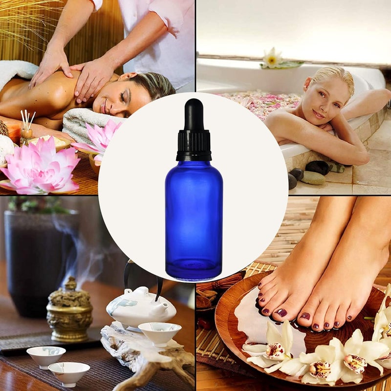 Devinez (Pack of 6) Multipurpose Refillable Blue Color Round Glass Bottle, 30 ml with Black Glass Dropper for Cosmetics, Serum, Essential Oils, Blends, Skin Care, Travel, Toners & DIY - Image 3