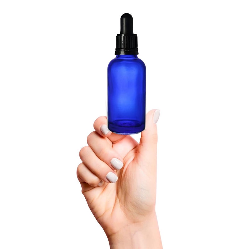 Devinez (Pack of 6) Multipurpose Refillable Blue Color Round Glass Bottle, 30 ml with Black Glass Dropper for Cosmetics, Serum, Essential Oils, Blends, Skin Care, Travel, Toners & DIY - Image 2