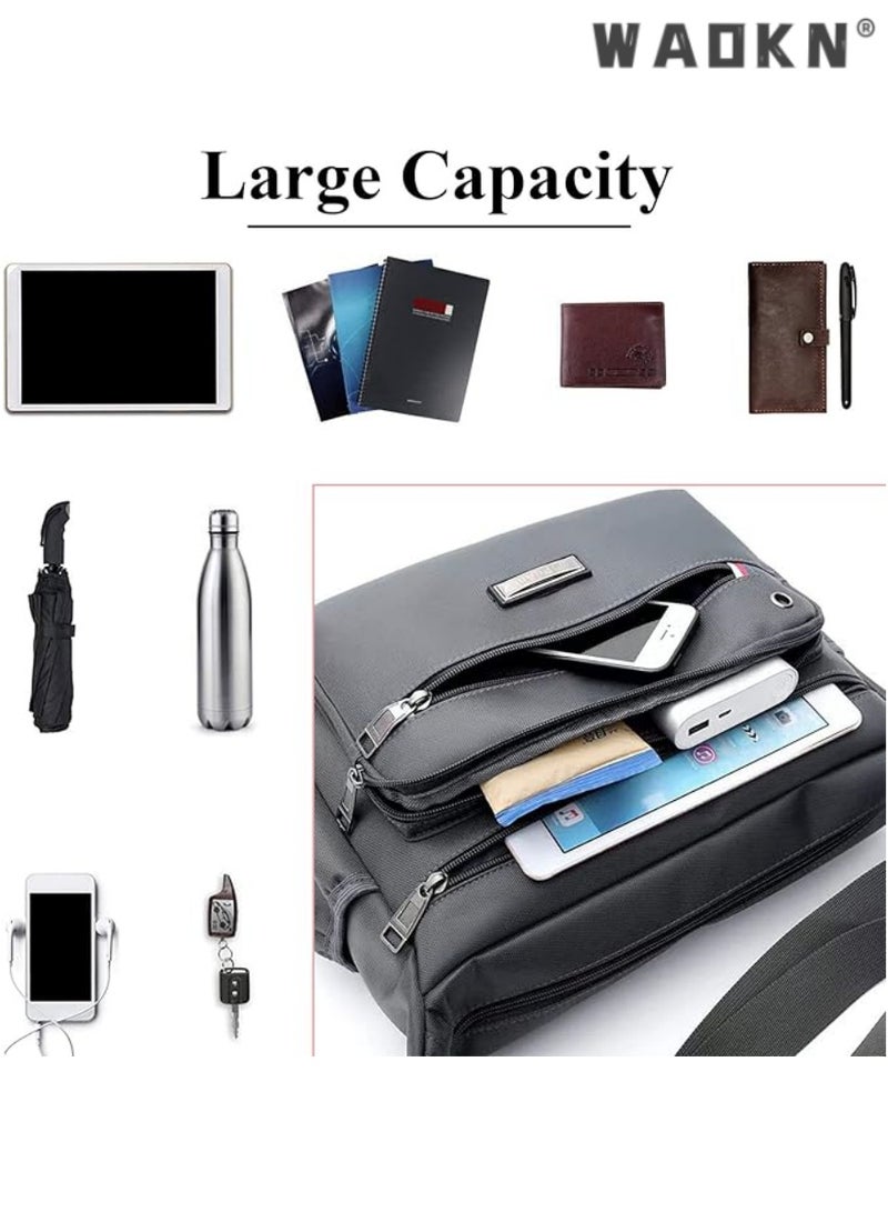 WAOKN Men's Versatile Messenger Bag, Lightweight Travel & Business Bag, Stylish Multi-functional Sling Single-shoulder Bag（Black） - Image 4