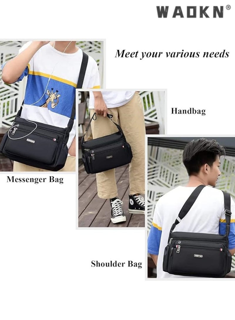 WAOKN Men's Versatile Messenger Bag, Lightweight Travel & Business Bag, Stylish Multi-functional Sling Single-shoulder Bag（Black） - Image 5