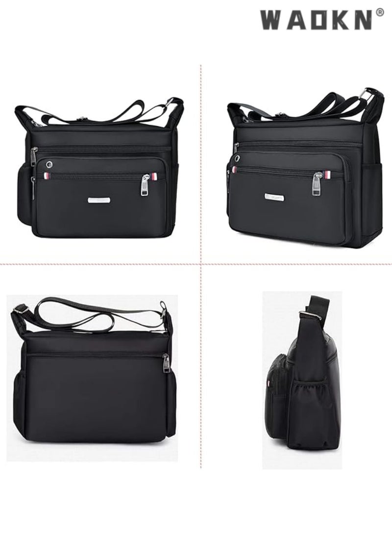 WAOKN Men's Versatile Messenger Bag, Lightweight Travel & Business Bag, Stylish Multi-functional Sling Single-shoulder Bag（Black） - Image 2