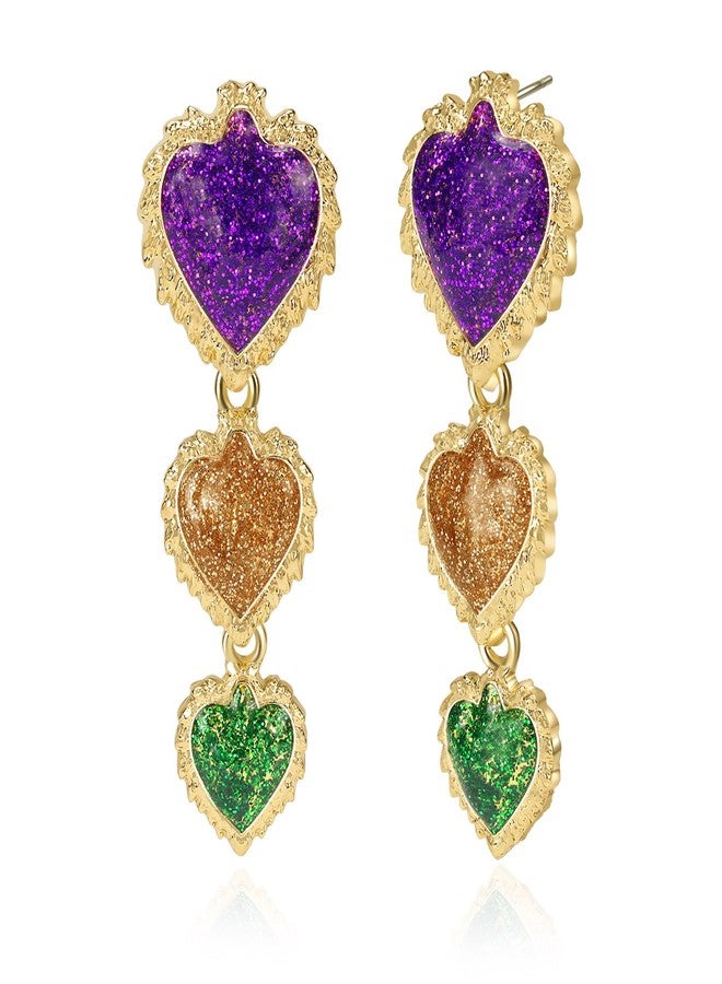 Joyline Festival Carnival Earrings for Women Colorful Statement Lightweight Drop Earrings Party Jewelry for Mardi Gras, Rave, Halloween, Christmas (Heart-B) - Image 1