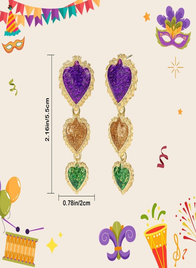 Joyline Festival Carnival Earrings for Women Colorful Statement Lightweight Drop Earrings Party Jewelry for Mardi Gras, Rave, Halloween, Christmas (Heart-B) - Image 2