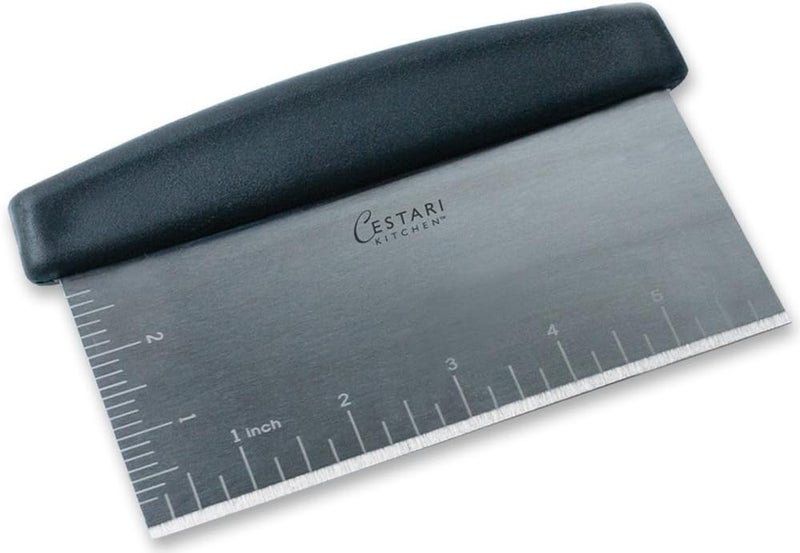 Cestari Dough Scraper Bench Knife: Professional Quality Heavy Duty Stainless Steel Bench Scraper, Chopper, Cutter - Perfect for Pastry, Nuts, Herbs, Chocolate, Pizza Dough, Soap, Bread Baking - Image 1