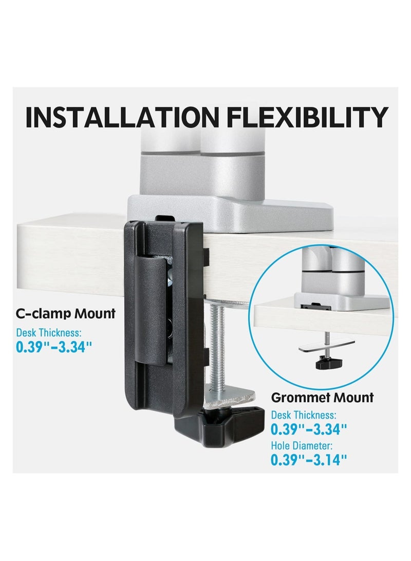 Dual Monitor Desk Mount, Die-Cast Aluminum Fully Adjustable Double Monitor Arm with Gas Spring, Computer Monitor Stand Fits 2 Screen 17 to 32 inch - Each Arm Holds up to 17.6LBS, - Image 5