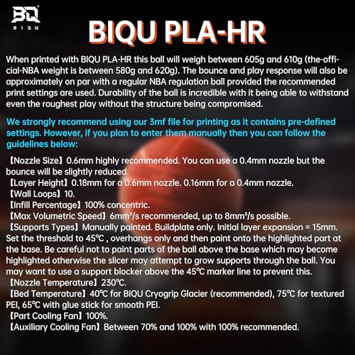 BigTreeTech BIQU PLA-HR Flexible 3D Printer Filament Specifically for Printing Airless Basketballs, 1.75mm 1KG Spool (2.2lbs), Flexi Tough Filament Compatible with Most FDM 3D Printer (Black) - Image 3