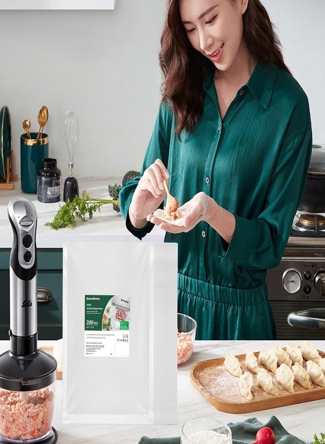 Bonsenkitchen Vacuum Sealer Bags, 200 pcs 8"W x 12"H, BPA-Free, Commercial Grade, Thick Embossed Bags for Food Storage & Sous Vide Cooking, Food Safety - Image 4