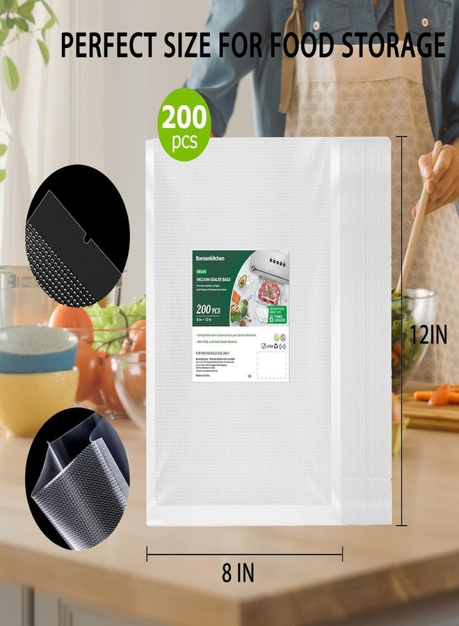 Bonsenkitchen Vacuum Sealer Bags, 200 pcs 8"W x 12"H, BPA-Free, Commercial Grade, Thick Embossed Bags for Food Storage & Sous Vide Cooking, Food Safety - Image 5