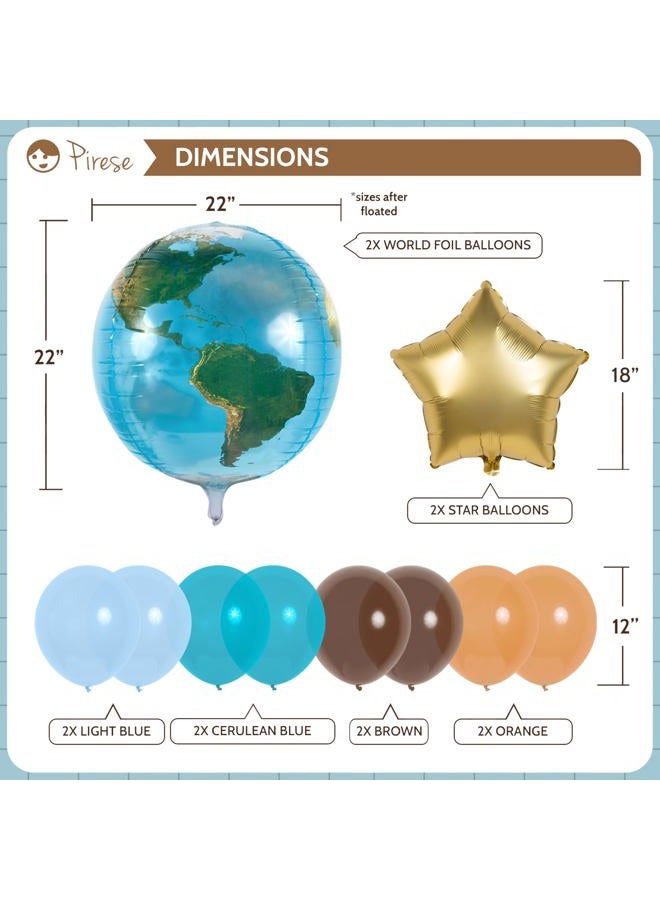 PIRESE Bon Voyage Party Decorations, Travel Party Decorations | Farewell, Travel-themed Birthday, Retirement | Includes Banner, Balloons, Stars & Globe Balloons | Brown, Blue, Gold - Image 4