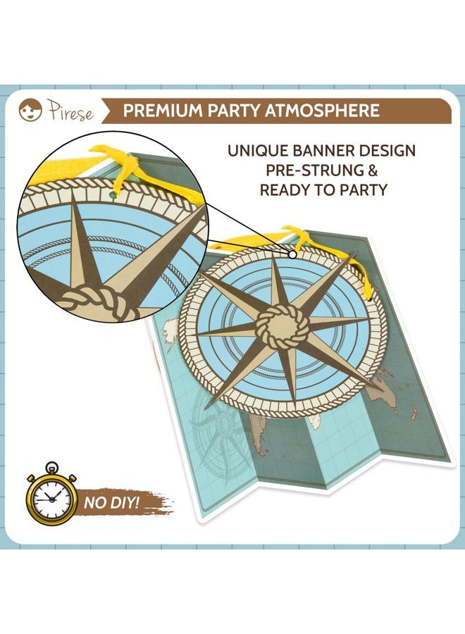 PIRESE Bon Voyage Party Decorations, Travel Party Decorations | Farewell, Travel-themed Birthday, Retirement | Includes Banner, Balloons, Stars & Globe Balloons | Brown, Blue, Gold - Image 5