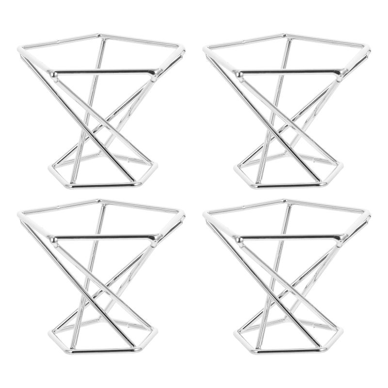 Silver Geometric Metal Air Plant Stands Set Of 4 Desktop Tillandsia Holder For Home Garden - Image 2