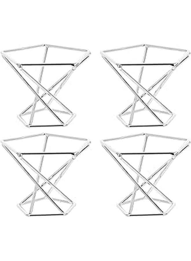 Silver Geometric Metal Air Plant Stands Set Of 4 Desktop Tillandsia Holder For Home Garden - Image 1
