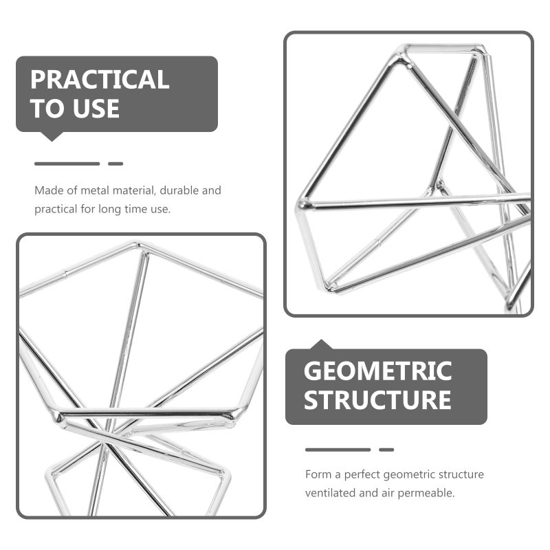 Silver Geometric Metal Air Plant Stands Set Of 4 Desktop Tillandsia Holder For Home Garden - Image 4