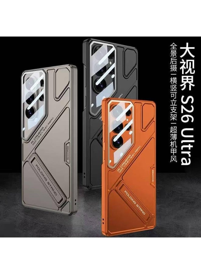 GKK for Samsung Galaxy S26 Ultra Case with Camera Lens Protection, Shockproof PC + PU Armor Cover, Built-in Kickstand, Mecha Style Anti-Scratch، Orange، Samsung Galaxy S26 Ultra - Image 2