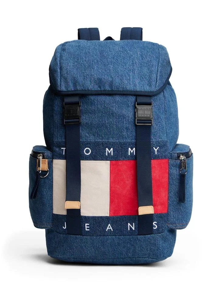 Logo Lid Open Denim Backpack